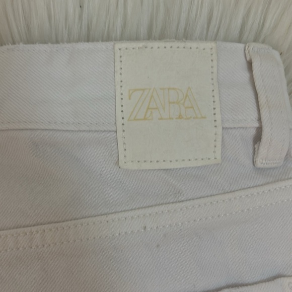 Zara White High Waist Denim Shorts size 4 button fly - Picture 4 of 8